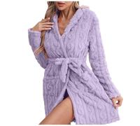 Genérico Albornoz Mujer Rizo,Bata De Forro Polar Coral De Manga Larga Gruesa De Longitud Media para Dormir Ropa De Casa Acogedora