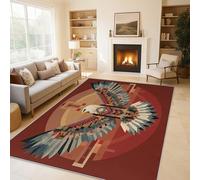 Genérico Alfombra Águila Calva Azteca, Alfombras Salon Tribu Suroeste Nativo Americano, Alfombra Pequeña 80x150 - Suave Franela Pelo Corto Tapete, Antideslizante Felpudos H-12