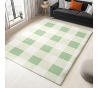 Genérico Alfombra Antideslizante 140 x 200 cm Alfombra Muy Suave Adorno Imágenes Prediseñadas para Salón, Cocina, Entrada, Comedor, Dormitorio, Lavable a Máquina, Cuadros Verde Claro