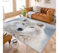 Genérico Alfombra Antideslizante 160x230 cm Primer Plano De Un Lobo Extrasuave Pelo Corto y Lavable Sin Desprendimiento Tapetes Blanco Alfombras Modernas para Salón y Dormitorio