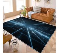 Genérico Alfombra Antideslizante 60x90 cm TecnologíA Luz GeometríA. Extrasuave Pelo Corto y Lavable Sin Desprendimiento Tapetes Azul Alfombras Modernas para Salón y Dormitorio