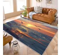 Genérico Alfombra Antideslizante 80x150 cm Aves Marinas Al Atardecer Alfombras Pelo Corto Tapetes Desprendimiento Extrasuave y Lavable Sin Naranja para Salón y Dormitorio Habitación Infantil