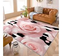 Genérico Alfombra Antideslizante 80x150 cm Flores RomáNticas, Rosas Alfombras Pelo Corto Tapetes Desprendimiento Extrasuave y Lavable Sin Rosa para Salón y Dormitorio Habitación Infantil