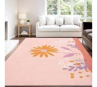 Genérico Alfombra Antideslizante de Pelo Corto Lavable 140 x 200 cm, Minimalista Acogedor Luminoso Alegre Lindo Antideslizante Alfombra Naturaleza Flores Rosa Decorativa para Habitación Niñas