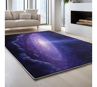 Genérico Alfombra Antideslizante de Pelo Corto Lavable 160 x 230 cm, Fantasía Antideslizante Alfombra Misterioso Elegante Universo Púrpura Azul Decorativa para Salón y Habitación