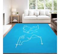 Genérico Alfombra Antideslizante de Pelo Corto Lavable 160 x 230 cm, Minimalista Líneas Artístico Antideslizante Alfombra Mapa Mundial Ruta de Vuelo Azul Decorativa para Oficina