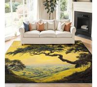Genérico Alfombra Antideslizante para Salón, Paisaje Natural Roble Antiguo Cielo Alfombras Estampadas de Fácil Cuidado - Amarillo Alfombras de Franela para Comedor Sala de Juegos, 120 x 180 cm