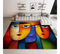 Genérico Alfombra Antideslizante Rostro Humano Abstracto Colorido 80x150cm Alfombra Salón Imitación Cachemira Lavable Moderna, Alfombras Decorativa para Habitación Comedor Pasillo