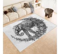 Genérico Alfombra Cocina Imitación Cachemira 80x120 cm 3D Patrones Elefante Flores Luna Respaldo Antideslizante Lavable para Alfombras Salon Adecuado para Pasillos Villas CláSicas Rincones de Lectura
