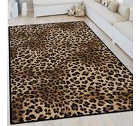 Generico Alfombra con estampado de leopardo de animales, color negro y naranja, 110 x 140 cm