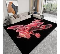 Genérico Alfombra Cuarto del Bebé Avión Rojo Luminoso de Doble ala 120 x 170 cm Alfombras, Habitacion Antideslizante Moderna Carpete Dormitorio Sala Comedor Pie Cama Pelo Corto Pasillo Carpet Negro