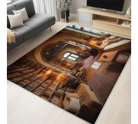 Genérico Alfombra Cuarto del Bebé Biblioteca Antigua al Estilo académico 80 x 150 cm Alfombras, Habitacion Antideslizante Moderna Carpete Dormitorio Sala Comedor Pie Cama Pelo Corto Pasillo Carpet