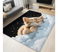 Genérico Alfombra Cuarto del Bebé Dibujos Animados Gato Cielo Nocturno 120 x 170 cm Alfombras, Habitacion Antideslizante Moderna Carpete Dormitorio Sala Comedor Pie Cama Pelo Corto Pasillo Carpet