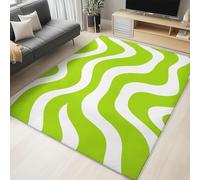 Genérico Alfombra Cuarto del Bebé Verde Lima líneas onduladas 140 x 200 cm Alfombras, Habitacion Antideslizante Moderna Carpete Dormitorio Sala Comedor Pie Cama Pelo Corto Pasillo Carpet