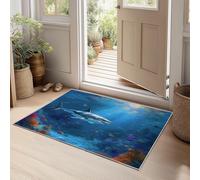 Genérico Alfombra de área 60 x 90 cm, Antideslizante Lavables en Lavadora Azul Océano Tiburones Bancos De Peces Corales no desprende Pelusa fácil Cuidado, Ideal para Zonas de Alto tránsito para niños