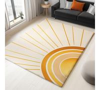 Genérico Alfombra de área 60 x 90 cm, Antideslizante Lavables en Lavadora Beige Minimalismo Geometría Sol Luz no desprende Pelusa fácil Cuidado, Ideal para Zonas de Alto tránsito para niños