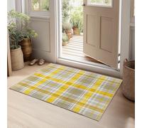 Genérico Alfombra de área 60 x 90 cm, Antideslizante Lavables en Lavadora Blanco Cuadros Sencillos Amarillos Y Grises no desprende Pelusa fácil Cuidado, Ideal para Zonas de Alto tránsito para niños