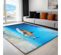 Genérico Alfombra de área 60 x 90 cm, Antideslizante Lavables en Lavadora Multicolor Animales Marinos Tiburones no desprende Pelusa fácil Cuidado, Ideal para Zonas de Alto tránsito para niños