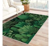 Genérico Alfombra de Entrada Lavable Estilo de ilustración Vegetal a máquina con Respaldo Antideslizante, Sala de Estar, Cocina, baño, Entrada y lavadero(Verde-90x120cm