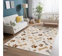 Genérico Alfombra De Franela Gris Claro - Dibujos Animados Tierno Huella De Pata Hueso Patrón Antideslizante Alfombras Decorativa, 80 x 150 cm Suaves Alfombra para Sala de Estar Sofá Dormitorio