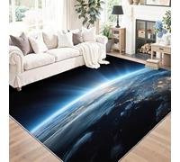 Genérico Alfombra De Franela Negro - Ciencia Ficción Universo Nocturno Planetas Patrón Antideslizante Alfombras Decorativa, 160 x 230 cm Suaves Alfombra para Sala de Estar Sofá Dormitorio