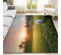 Genérico Alfombra De Franela Verde - Naturaleza Golf Patrón Antideslizante Alfombras Decorativa, 60 x 90 cm Suaves Alfombra para Sala de Estar Sofá Dormitorio