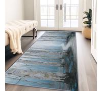 Genérico Alfombra de Pasillo Azul Claro 60 x 150 cm, Lavable, Parte Trasera de Goma Antideslizante, Resistente a Las Manchas, para pasillos Cocina Entrada Dormitorio, Bosque Natural Sendero