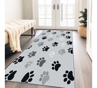 Genérico Alfombra de Pasillo de Lindas Huellas De Patas De Perro de 60 x 180 cm, Alfombra Antideslizante Lavable de Pelo bajo Gris para Sala de Estar, Dormitorio, lavandería, Entrada, Cocina