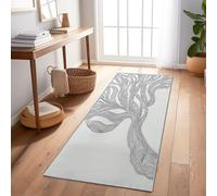 Genérico Alfombra de Pasillo Gris Claro 80 x 300 cm, Lavable, Parte Trasera de Goma Antideslizante, Resistente a Las Manchas, para pasillos Cocina Entrada Dormitorio, Minimalismo Moderno Ramas