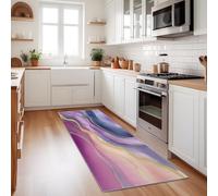 Genérico Alfombra de Pasillo Púrpura Oro 60 x 240 cm, Lavable, Parte Trasera de Goma Antideslizante, Resistente a Las Manchas, para pasillos Cocina Entrada Dormitorio, Remolinos Abstractos De Mármol