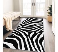 Genérico Alfombra de Pasillo Raya De Cebra Minimalista 80 x 300 cm, Negro Blanco, Alfombra de Pasillo y Cocina, Antideslizante, no desprende Pelusa, para Entrada