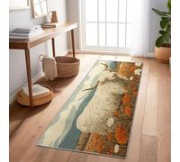 Genérico Alfombra de Pasillo Toro De Las Tierras Altas Blanco Retro 60 x 180 cm, Flores De Naranja, Alfombra de Pasillo y Cocina, Antideslizante, no desprende Pelusa, para Entrada