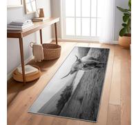 Genérico Alfombra de Pasillo Toro De Las Tierras Altas Natural 80 x 300 cm, Animales Salvajes, Alfombra de Pasillo y Cocina, Antideslizante, no desprende Pelusa, para Entrada