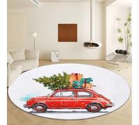 Genérico Alfombra de Redonda Grande, Diámetro de 60 cm Alfombras de Felpa Suaves - Albero Natale Acquerello Auto Alfombras Antideslizantes Lavable Interior para Dormitorio Salón Cocina Entrada