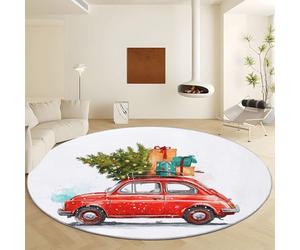 Genérico Alfombra de Redonda Grande, Diámetro de 60 cm Alfombras de Felpa Suaves - Albero Natale Acquerello Auto Alfombras Antideslizantes Lavable Interior para Dormitorio Salón Cocina Entrada