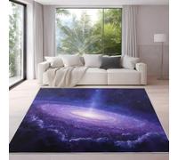 Genérico Alfombra de salón 140 x 200 cm, Fantasía Misterioso Elegante Universo Alfombra Estampada Lavable Antideslizante, Tapete de área Suaves para Sala de Estar o Dormitorio Púrpura Azul