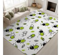 Genérico Alfombra de salón 60 x 120 cm, Caricatura Abstracto Minimalista Hormiga Alfombra Estampada Lavable Antideslizante, Tapete de área Suaves para Sala de Estar o Dormitorio Blanco Verde