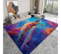 Genérico Alfombra de salón Arte Digital Tortuga Arrecife De Coral 160 x 230 cm Alfombra Estampada Lavable antideslizanteColor, para Habitacion Comedor Dormitorio
