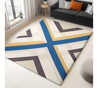 Genérico Alfombra de salón Beige 120 x 170 cm, Minimalista Simple Rayas Diagonales Lavable a máquina Antideslizante de Pelo Corto fácil de cuidar para salón Comedor hogar y Oficina.