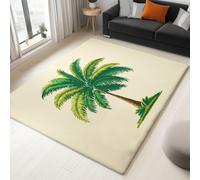 Genérico Alfombra de salón Beige 180 x 240 cm, Sencillo Minimalista Isla Palmeras Lavable a máquina Antideslizante de Pelo Corto fácil de cuidar para salón Comedor hogar y Oficina.