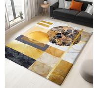 Genérico Alfombra de salón Blanco Amarillento 120 x 170 cm, Minimalista Abstracto Mármol Textura Lavable a máquina Antideslizante de Pelo Corto fácil de cuidar para salón Comedor hogar y Oficina.