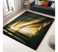 Genérico Alfombra De Salón Bosque Mágico Fantasía Sendero Iluminado 180 x 240 cm Pelo Corto Antideslizante Lavables Alfombrilla, Verde Oscuro Habitación Dormitorio De Cocina Alfombra De Entrada