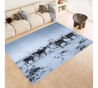 Genérico Alfombra De Salón Ciervo de Invierno, Alfombra Salon Efecto 3D Moderno, Lavadora Tapetes Habitacion Comedor Cocina Exterior Moderno Grande Pelo Corto Tapetes 80x150cm