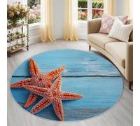 Genérico Alfombra de salón de 60 cm, Azul, Alfombra de salón, Estilo Mediterráneo Estrella De Mar, diseño de Pelo Corto, Lavable, Antideslizante, para Dormitorio