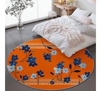 Genérico Alfombra de salón de 60 cm, Color Naranja, Alfombra de salón, Sencillo Pintado A Mano Floral, diseño de Pelo Corto, Lavable, Antideslizante, para Dormitorio