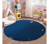 Genérico Alfombra de salón de 90 cm, Azul, Alfombra de salón, Galaxia Planetas Estrellas, diseño de Pelo Corto, Lavable, Antideslizante, para Dormitorio