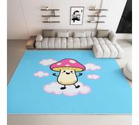 Genérico Alfombra de Salón Dormitorio Habitación Infantil Oficina Sala de Estar Diseño Dibujos Animados Hongo Nube, Alfombra de Pelo Corto Juvenil Antideslizante Resistente Suave 60x90 cm, Azul Cielo