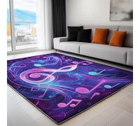 Genérico Alfombra de Salón Dormitorio Habitación Infantil Oficina Sala de Estar Diseño Nota Musical Morada, Alfombra de Pelo Corto Juvenil Antideslizante Resistente Suave 160x230 cm, Azul
