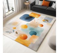 Genérico Alfombra de salón Gris 120 x 170 cm, Minimalista Abstracto Planta Círculo Lavable a máquina Antideslizante de Pelo Corto fácil de cuidar para salón Comedor hogar y Oficina.