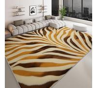 Genérico Alfombra de salón Lavable 160 x 230 cm - Beige Pelo Corto Alfombra Rayas De Cebra Modernas Animales - Suave Antideslizante diseño para Dormitorio Comedor Cocina Oficina Baño